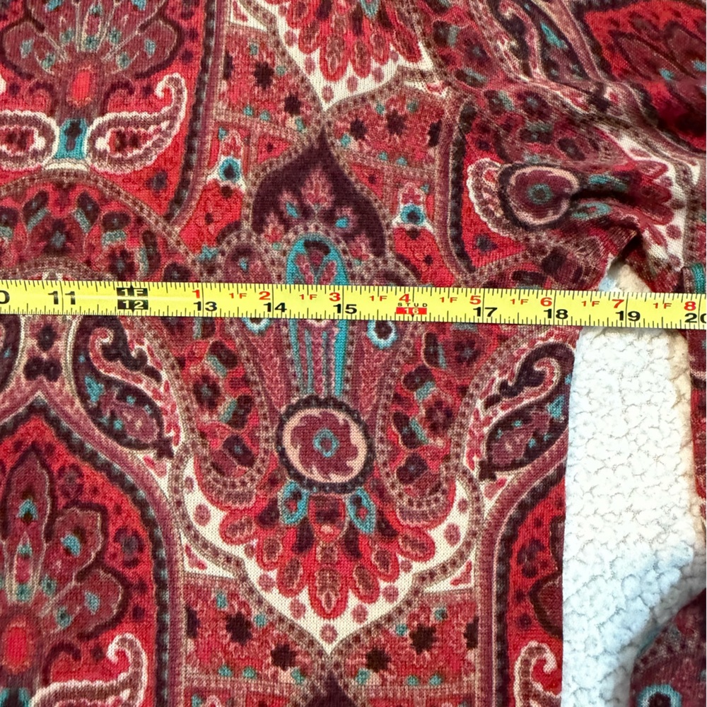 Talbots 100% Merino Wool Paisley Print Long Sleeve Top – Size M - Picture 6 of 9
